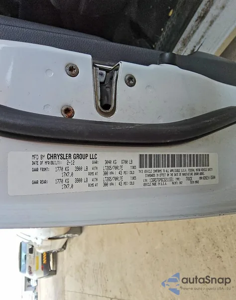 2012 Dodge Ram 1500 Slt z USA, uszkodzony, nr VIN 1C6RD7GP6CS211551